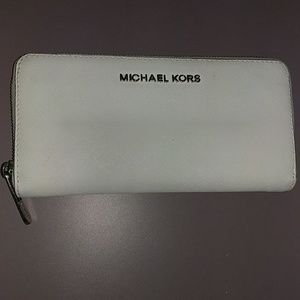 Michael kors white zip around wallet